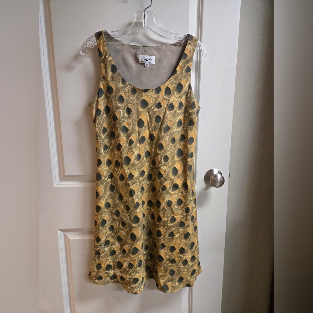 Gold and Olive Sleeveless Dress